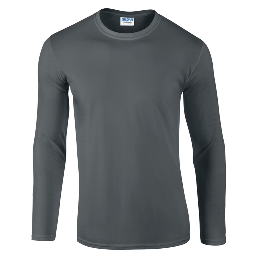 Gildan (Xl, Charcoal) Mens Soft Style Long Sleeve T-Shirt Multicoloured