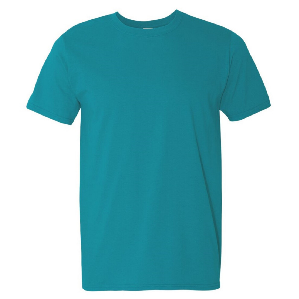 Gildan (S, Tropical ) Mens Short Sleeve Soft-Style T-Shirt Blue