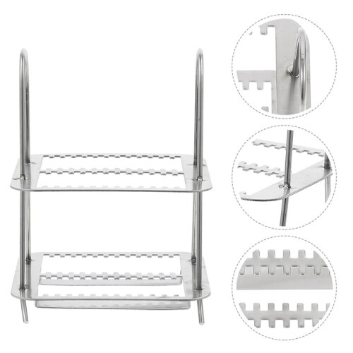 Microscope Slides Rack 26 Positions Stainless Steel Staining Rack Silver Tone for Research Experiments