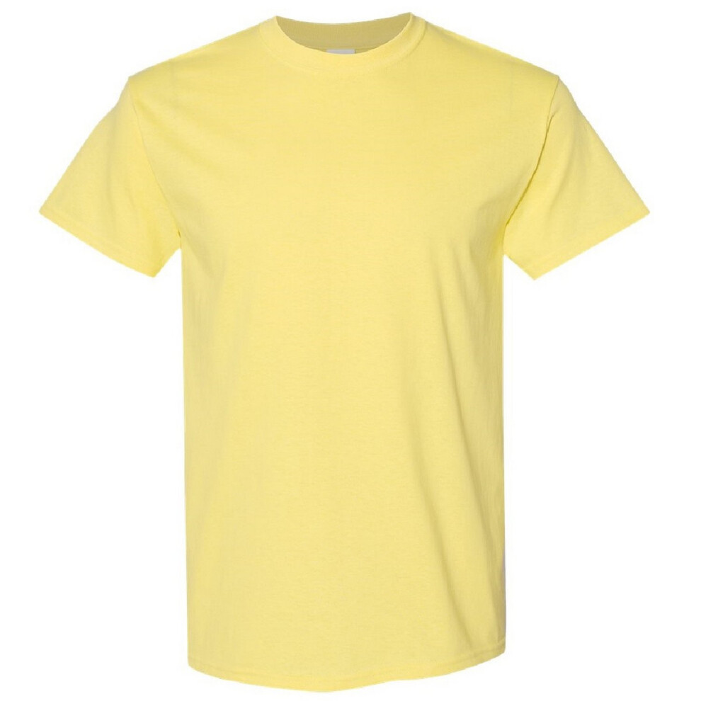Gildan (Xl, Cornsilk) Mens Heavy Cotton Short Sleeve T-Shirt (Pack Of 5) Multicoloured