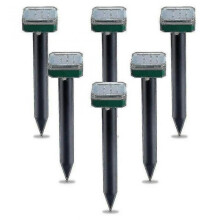 Répulsif à ultrasons extérieur pour jardin, étanche et à énergie solaire, pour la lutte antiparasitaire respectueuse des taupes et des rongeurs.