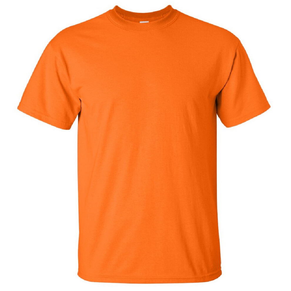 Gildan (M, Safety ) Mens Ultra Cotton Short Sleeve T-Shirt Orange