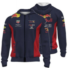 (110) F1 Adult Kids Red Bull Racing Aston Martin Team Uniform Men's Zip Shirt Hoodie Jacket Zip Sweater