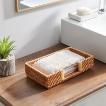 Porte-Serviettes Rectangulaire en Rotin, Panier à Serviettes en Osier pour la Cuisine, Porte-Serviettes Plats pour Serviettes en Papier