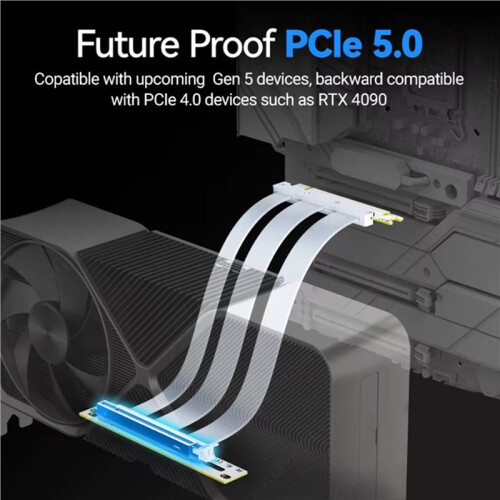 Cabo Riser PCIe 5.0 X16 Compatível com GPU PCIe 5.0, Extensão de Slot de 90 Graus para GPU RTX 5090, 20 cm 2