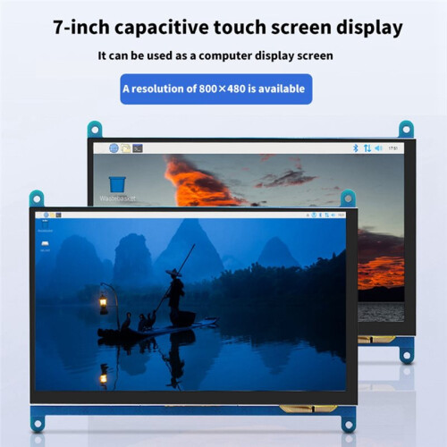 Für Raspberry Pi 5, 4, 3, B+: 7-Zoll-Touchscreen (800 X 480 IPS-Display, Vollformat, -Kompatibel) 2