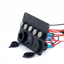 Panel de Interruptores LED de 5 Botones de 12V-24V con Luz, Interruptor de Palanca, Indicador de 3.0 Voltios para Accesorios de Coche, , Caravana