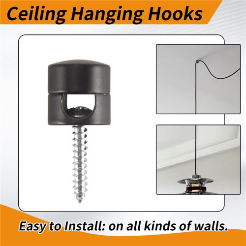 3 Pack Ceiling Hooks for Ceiling Hanging Lights, Pendant Light Hook for Ceiling Lamp, Ceiling Hooks, DIY Lamp Black 1