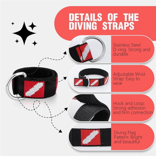 Wrist Strap, Adjustable Wristband with Stainless Steel D Ring, Suitable for Dive Flashlights, Cameras, Compass 2