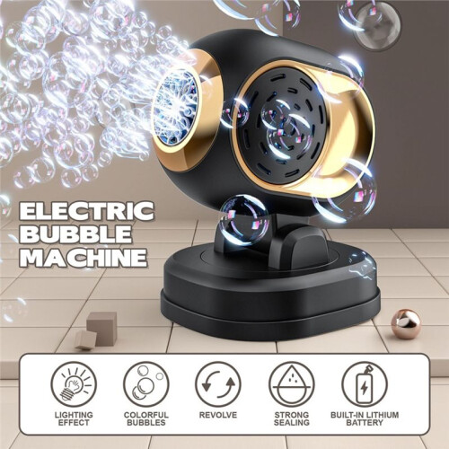 Automatic Bubble Machine Bubble Blowing Toy with Lights Electric Rotatable Bubble Blower for Outdoor Party Wedding A 1