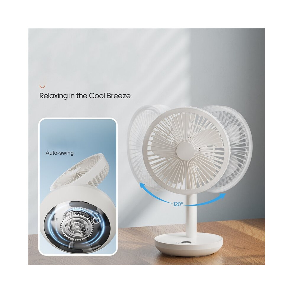 Oscillating Desktop Fan With 5 Gear Wind Speeds, Usb Rechargeable, 4000Mah 4712839683793