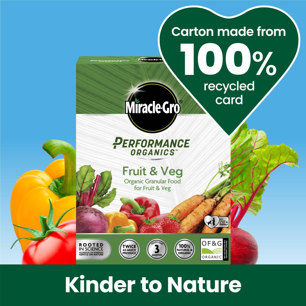 Miracle-Gro Performance Organics Granular Plant Food (Bee, Pet & Child Friendly) Fruit & Veg Plant Food, 1 Kg, Grey