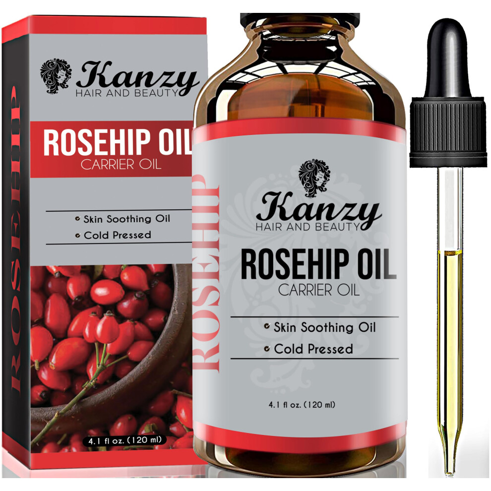Kanzy Hair And Beauty Kanzy Rosehip Oil For Face 120Ml Rosehip Oil Cold Pressed Rose Hip Oil For Face 100% Pure Vegan Cruelty Free For Skin, Hair, Nails, And Body For Nour