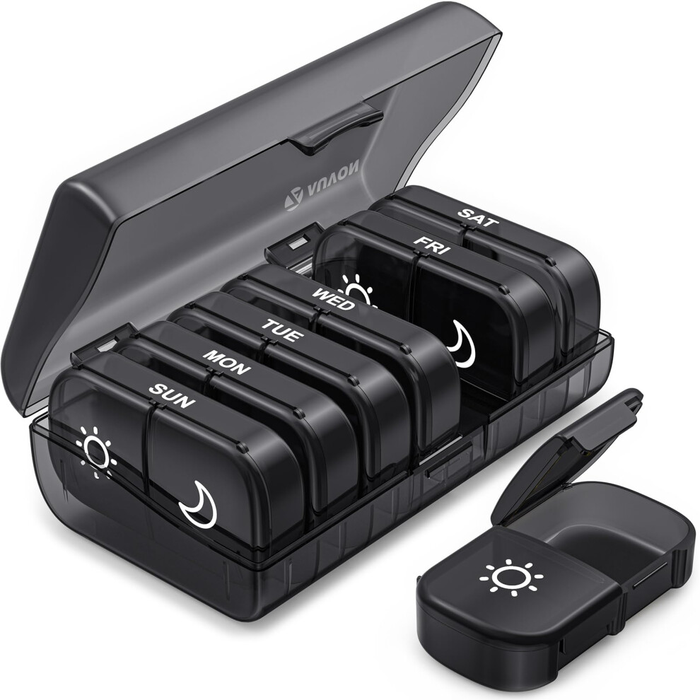 Auvon Pill Box Organiser, Xl Weekly Pill Box 7 Day 2 Times A Day With