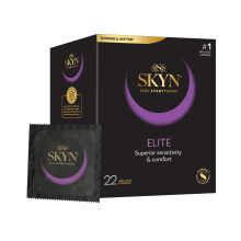 SKYN Elite (Pack of 22): Ultra-Thin Latex Free Condoms for Men, Regular Size Condoms, SKYNFEEL Technology, Smooth Surface, Lubricated, 53mm Nominal W