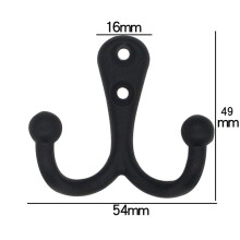 Lot de 6 Crochets Muraux Doubles, Robustes et Vintage, en Alliage de Zinc Noir, pour Suspendre Vêtements, Serviettes, Peignoirs et Clés