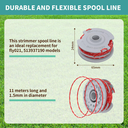 Strimmer Wire, 4 PCS Strimmer Spool Line Compatible with Flymo FLY021/513937190 2