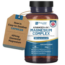 Magnesium Glycinate Complex 4 in 1-1866mg per Serving | Precise 404mg Elemental Magnesium dose | Added Magnesium Glycinate, Citrate, Malate & Taurate