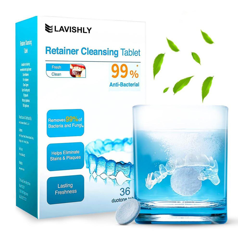 Lavishly Retainer Cleaning Tablets | Retainer Fresh Tablets For Aligners, Braces, Mouth Guards Clean, Dentures Cleaner | Retainer Brite Aligner Cleaner & Dent