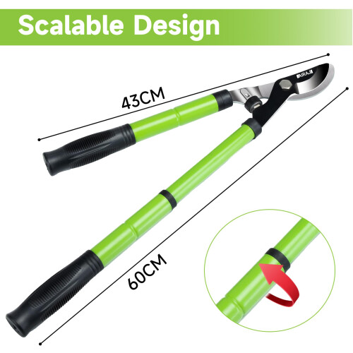 AIRAJ 43-60cm Telescopic Bypass Tree Loppers, Extendable & Extending Garden Lopp 1
