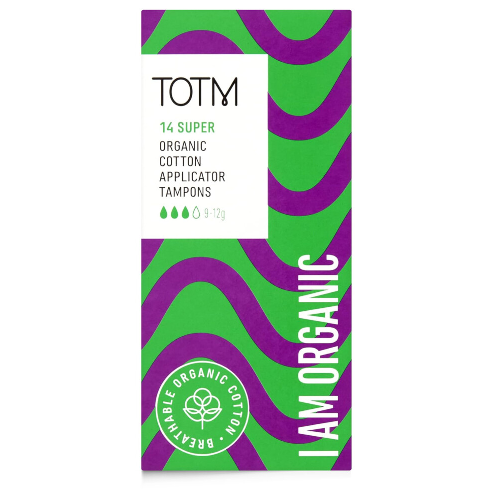 Totm Organic Cotton Tampons With Biodegradable Cardboard Applicator | Super Absorbency Pack Of 14 | Made From Cotton | Soft & Sustainable Natural Tam