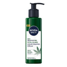 NIVEA MEN Sensitive Pro Ultra Calming Liquid Shaving Cream (200 ml), Shaving Cream Enriched with Hemp Seed Oil and Vitamin E for Stress-Minimising Fa