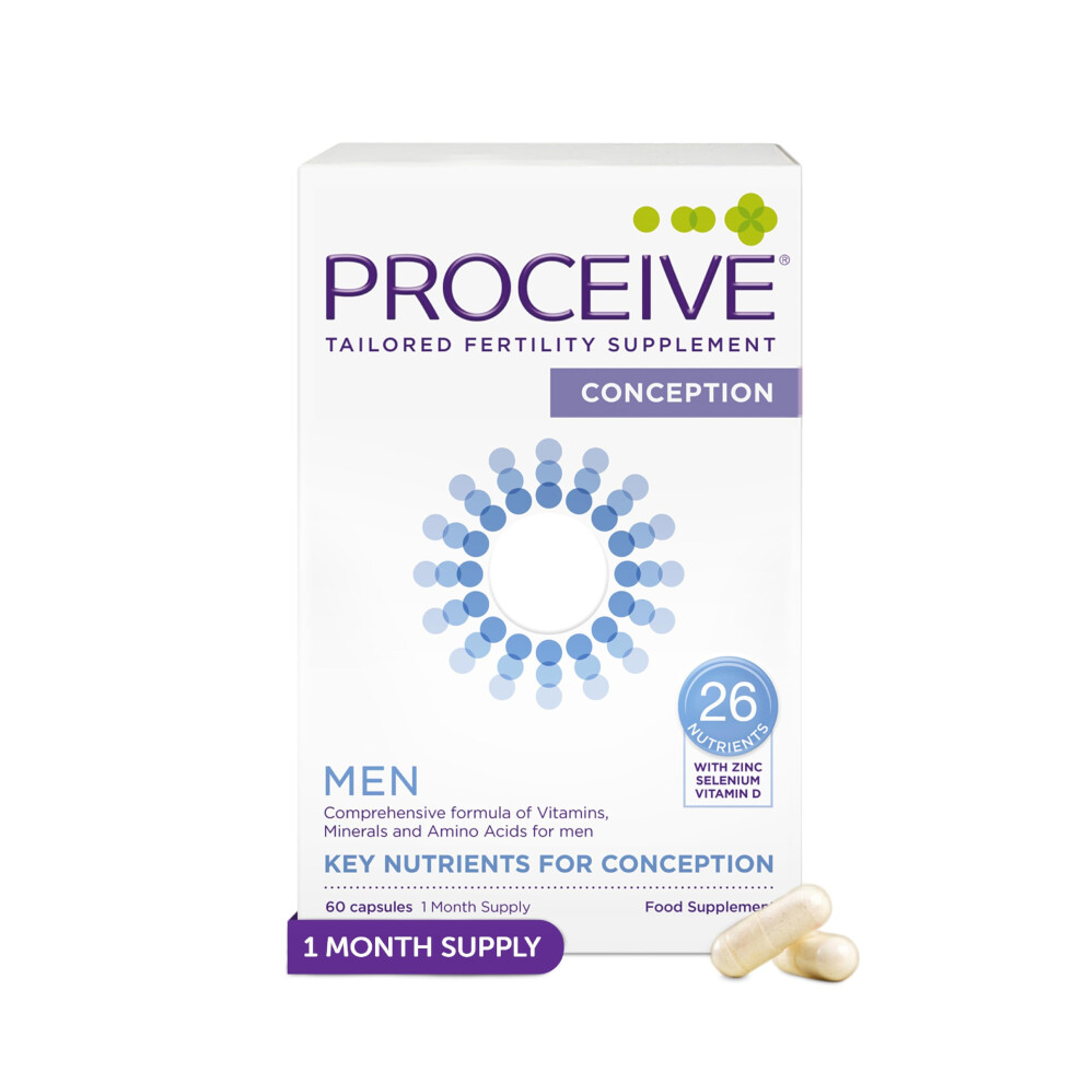 Proceive Men Fertility Supplement For Conception - Vitamins & Minerals For Men Trying To Conceive - Selenium, Zinc, Co Q10, Vitamin D - 60 Capsules
