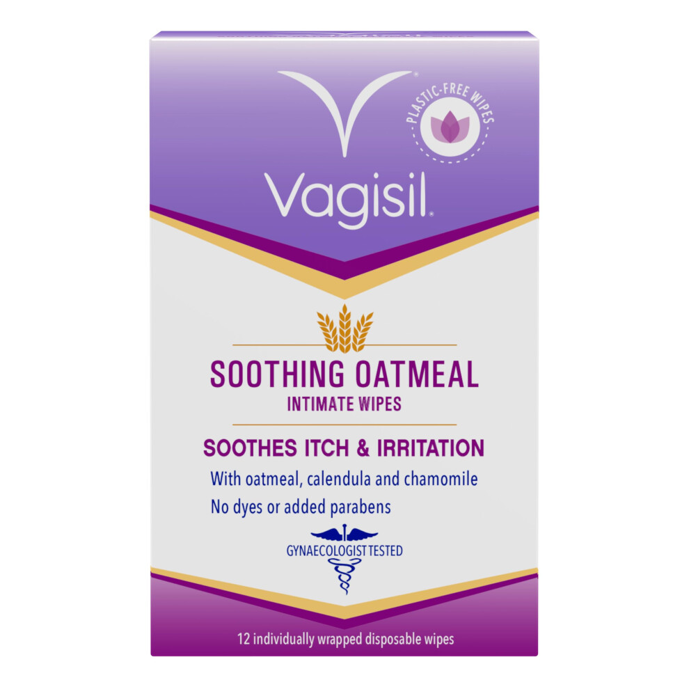 Vagisil Soothing Oatmeal Intimate Wipes For Burning & Irritation, 12 Wipes Sachet