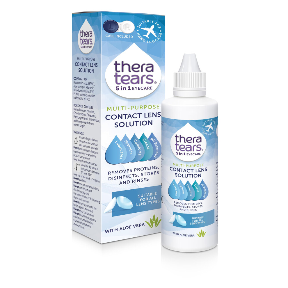 Theratears Multi-Purpose Contact Lens Solution 100Ml/Cleans, Disinfects, Lubricates And Hydrates Your Contact Lenses/Added Aloe Vera Known To Soothe