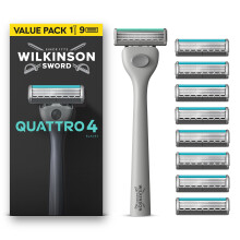 Wilkinson Sword Quattro Razors for Men, Value Pack, Diamond Coated 4 Blades, Men