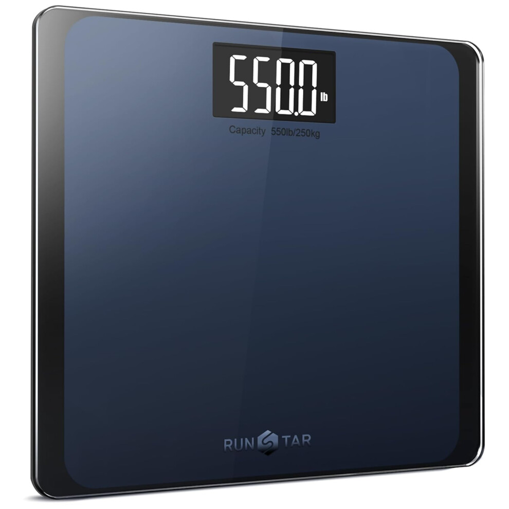 Runstar 550Lb Bathroom Digital Scale For Body Weight With Ultra-Wide Platform And Large Lcd Display Accurate High Precision Scale With Extra-High Cap