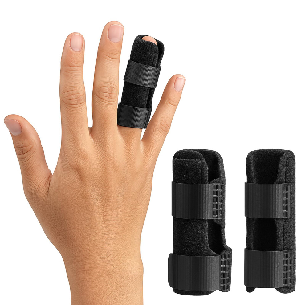 Yevon 2Pcs Trigger Finger Splint - Enhanced Finger Brace With 2 Aluminum Support Bars For Broken Fingers, Arthritis, Straightener & Immobilization (S
