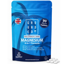 Grounded 500mg 4-in-1 Magnesium Micro Tablets with Magnesium Oxide, Chelate, Citrate & Glycinate - x90 Easy-to-Swallow, Vegan Supplement UK Made