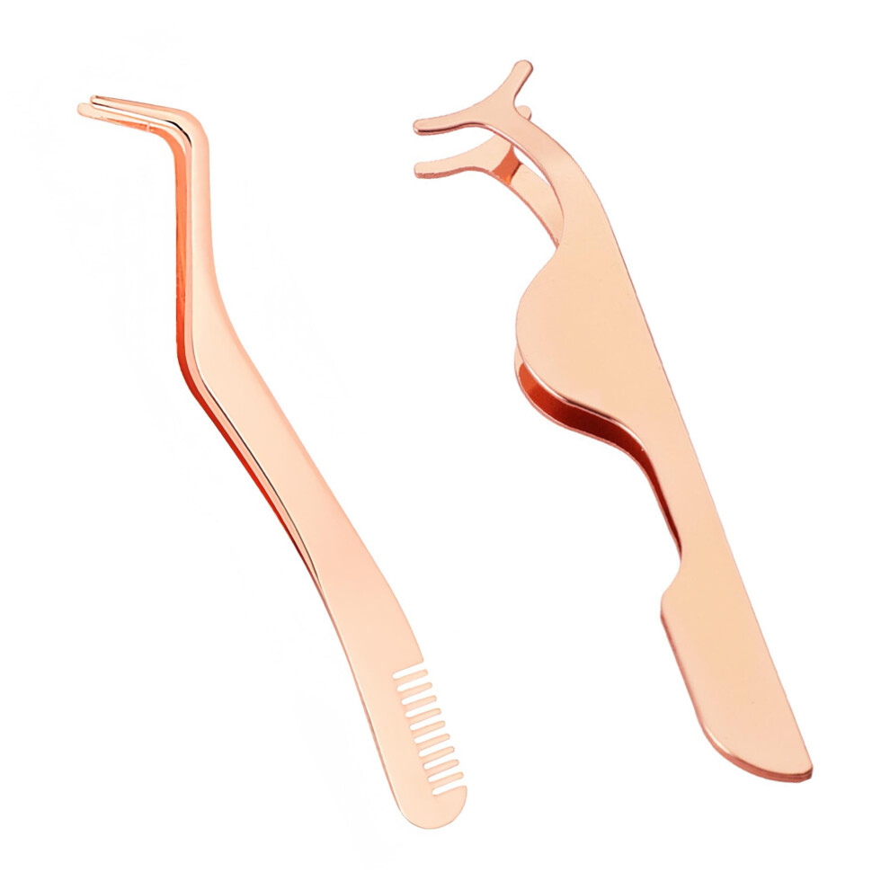 Gaaines 2 Pcs Eyelash Tweezers, Eyelash Applicator Tool, Lash Tweezers For Eyelash Extensions, False Eyelashes Auxiliary Tool, Lash Applicator Tool For Makeu