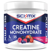 SCI-MX Creatine Monohydrate Powder • 250g • Micro-Instantised Creatine • Easy to Dissolve • Mixed Berry Flavour • Supplement for Strength, P