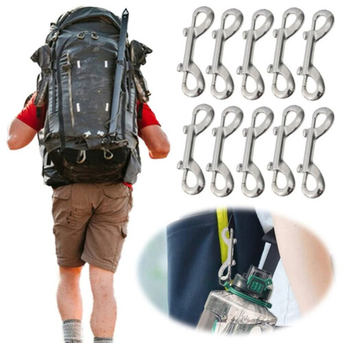 10pcs Scuba Diving Double End Bolt Snap Hook Clips Zinc Alloy Quick Draw Link Carabiner B-Shape Spring Hook 1