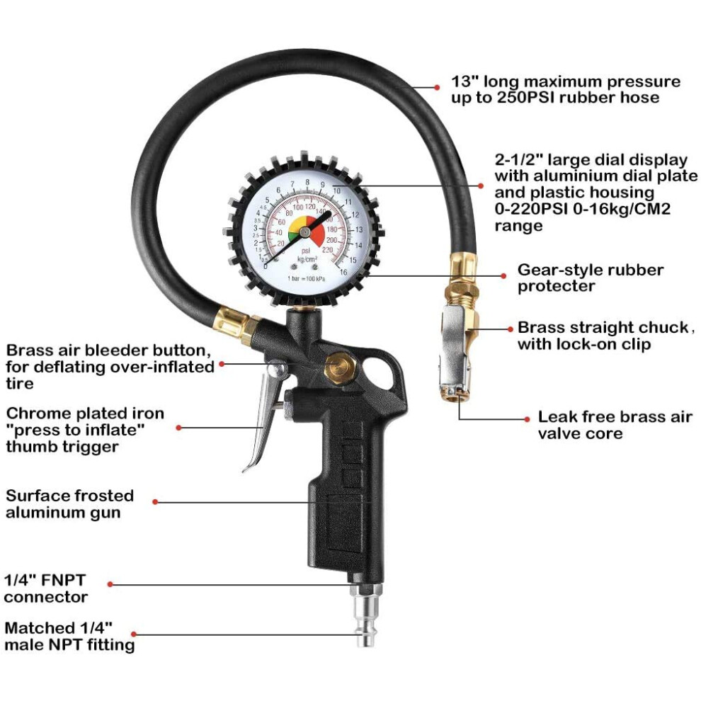 Czc Auto Multifunction Tyre Pressure Gauge With Tyre Inflator, 220 5008995293709