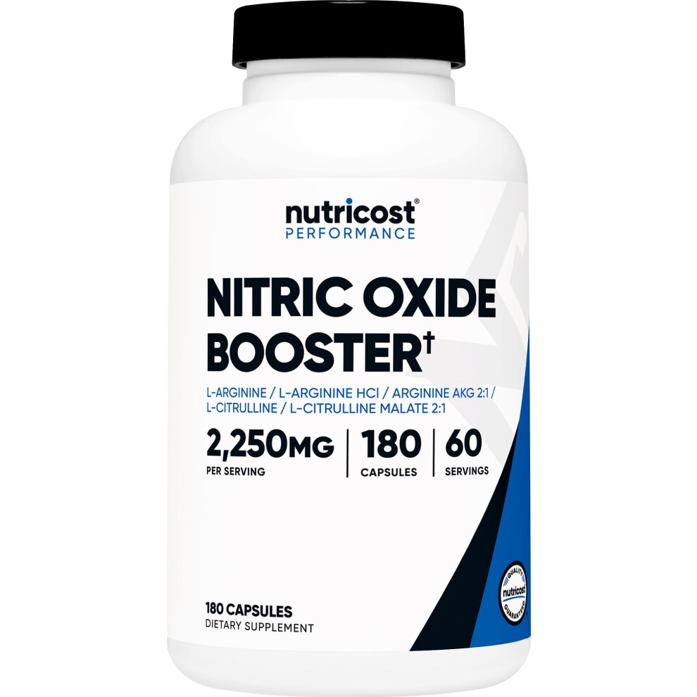 Nutricost Nitric Oxide Booster 2250Mg, 180 Capsules - 750Mg Per Casule, 60 Servings - Gluten Free And Non-Gmo