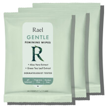 Rael Flushable Feminine Intimate Wipes - pH-Balanced, Unscented, Aloe Vera Extract, Safe for Sensitive Skin, Vegan & Cruelty Free, Travel Size (10 Co