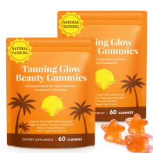 Astaxanthin Tanning Gummies Sun-Free for Women & Men, NO Sugar, with Beta Carotene, Vitamin ACDE Lycopene Enjoy a Tasty, Easy to Carry, No Water Maki