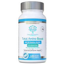 Total Amino Boost - Full Spectrum - All 20 Amino Acids Including All BCAAs -120 Vegan Capsules with Free Form pre-digested Amino Acids with Advanced