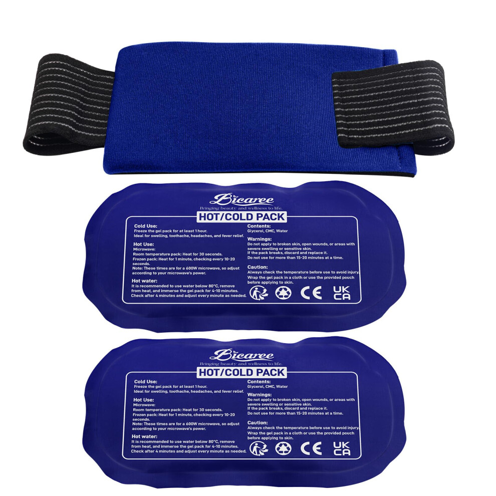 Bicaree Reusable Gel Ice Packs For Injuries - Cold Compress - Relieves Muscle Pain, Sports Injury Recovery, Reduces Swellin (3-Piece Set)