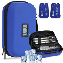 HIMDUZE Insulin Cooler Travel Case TSA Approved Refrigerated Medicine Cooler for Travel w/Thermometer Temperature Diabetic Case w/2 Reusable Ice Pack