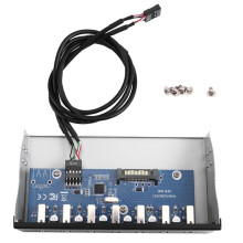 7-Port USB 2.0 Hub, 5,25-Zoll-Frontpanel-Halterung für Optisches Laufwerk, PC-Gehäuse-USB-auf-19-Pin-Erweiterungsadapterkabel-Splitter