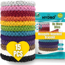 Mosquito Repellent Bracelet 15 Pcs, Adjustable Leather Band, Deet Free, Travel Essentials, Insect Repellent Bracelet, 450 Hours Mosquito Repellent Pr