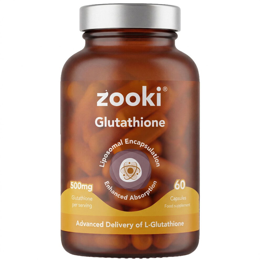 Zooki Liposomal Glutathione 500Mg Capsules, High Absorption Glutathione Supplement, Immune & Liver Support, Antioxidant Skin & Energy Support, Vegan