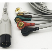 Compatible ECG Lead Cable with Leadwires 5lead for Edan & Mindray PM7000/8000/9000/MEC Series Veterinary ECG 6-Pin