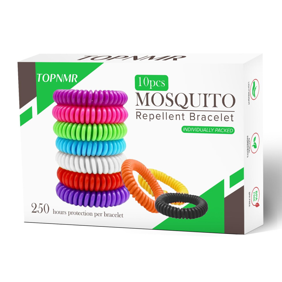 Topnmr Mosquito Repellent Bracelet Pack Of 10 | Deet-Free Insect Bands &