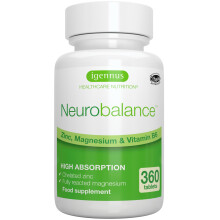Igennus Neurobalance High Strength Zinc Magnesium & B6 Complex for Cognitive Support, Calm Focus & Relaxation, 360 Small Tablets, Chelated Zinc & Gen