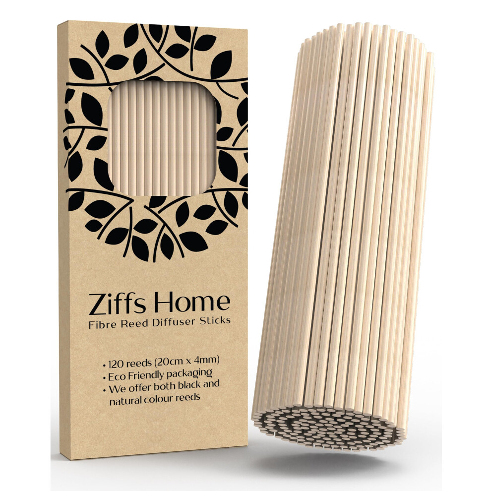 Ziffs Home 120 Natural Fibre Reed Diffuser Sticks - 20Cm X 4Mm - Thick Diffuser Reeds Sticks - Diffuser Sticks For Diffuser Oils Fragrance Refill